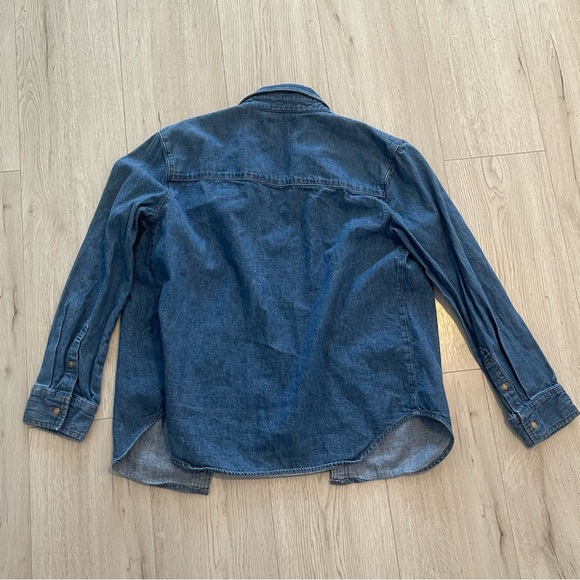 Aritzia Denim Forum Western Long Sleeve Button-Up Shirt- Blue Jean - Picture 4 of 4